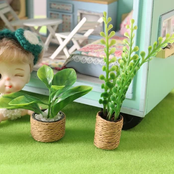 1:12 Lėlių Miniatiūrinė Eglutė Žalia Lapinių Augalų Vazoninių Augalų Modelis Sodo Dekoro Lėlės Gyvenimo Scenos Darbalaukio Puošyba, Dekoras Žaislas