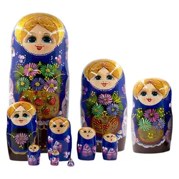 10 Vienetų Medinių Lizdus Lėlės Žaislas Kolekcionuojamos Lėlės Tradicinių Matryoshka Namų Darbalaukio Miegamasis Kavinė Apdaila