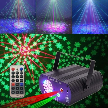 2 IN 1 RGB LED Disco Strobe Šviesos Scenos Šviesos Balso Kontrolės Muzikos Lazerinius Projektorius, Šviesos Poveikio Lempa Šalies Šokių aikštelėje Rodyti