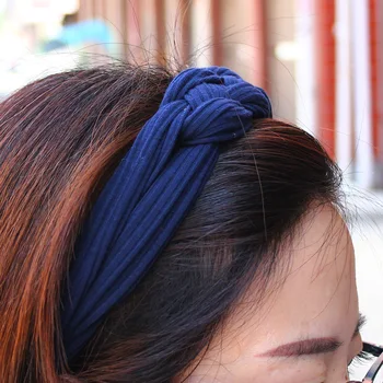 2018 Naujas Didmeninės Susuktų Medvilnės Žiemos Lankelis Moterų Mergina Plaukų Turbaną Lankelis Pintas Headwrap Viršuje Mazgas Hairband
