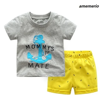 2020 metų Vasaros Vaikų berniukas drabužius Mamyte 1 Mate Laiškas spausdinamas Medvilniniai marškinėliai+šortai 2vnt tiktų Vaikams berniukų drabužiai rinkinys