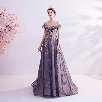 2021 Naujas Pokylių Elegantiškas vakarinę Suknelę Scoop Blizgančiais Appliques Grindų ilgio Ilgai Prom Oficialų Suknelė Vestidos De Noche