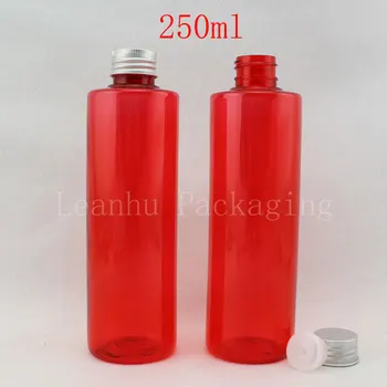 250ML Raudona Butas Peties Aliuminio Dangtelis , 250CC Šampūnas / Tonerio Sub-išpilstymo , Tuščias Kosmetikos Bako ( 25 PC 