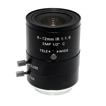 2MP Kamera, Objektyvas 4-12Mm F1.6, C-Mount 1/2 Rankinis Diafragmos Objektyvas Pramonės Objektyvas Fotografijos Įranga.