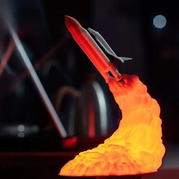 3D Atspausdintas Raketų Paleidimo Formos Lempa Naktį Šviesos, Vaikų Kambario, Miegamojo Raketų Formos Apdailos Įkrovimo Nuotaika Minkštas Žibintai