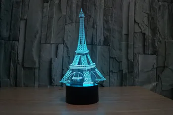 3D Vaizdo Eifelio Bokštas Naktį LED Žibintai, 7 Spalvų Kaita, Miegamojo, Stalo, Stalo Lempos Namų Dekoro Kalėdų Dovana