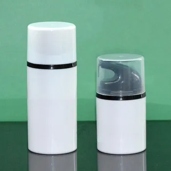 50ML balto plastiko beoriu losjonas butelis su juoda siurblys ir baltas arba skaidrus dangtelis, skirtas kosmetikos pakuotės produktus