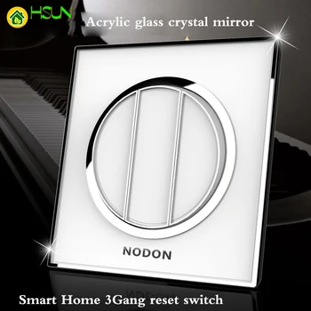Akrilo stiklo, krištolo veidrodį jungiklio skydelis smart home 3Gang iš naujo perjungti