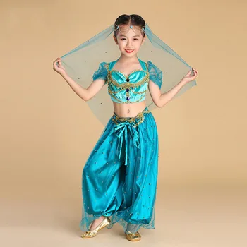 Anime Kostiumas Moterų Vaikų Lotynų Cosplay Princesė Jasmine Kostiumas Indijos Šokių Kostiumas Mergaitėms Pilvo Šokio Spektaklis Kostiumas