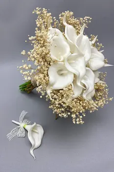 Balta Šlapias Gala Kremas Cipsolu Corsage Nuotaka Ir Jaunikis Gėlių Bridesmaid Mesti Puokštė 2022 Santuokos