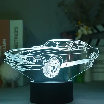 Bauda Sedanas Formos 3D Iliuzija Automobilių naktinė lempa Vyrų Draugų Mylintis Dovana Vaikams, Vaiku, Miegamojo staliukas, Lempa LED Jutiklis Šviesos