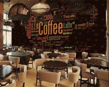beibehang Užsakymą freskos 3D tapetai abėcėlė kavos puodelis dekoruotas fone kavos parduotuvė foną už sienos 3 d