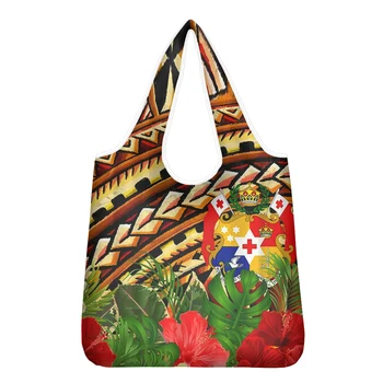 Cumagical Sulankstomas Pirkinių Krepšys Tonga Polinezijos Gėlių Pečių Maišą Nešiojamų Eco-Friendly Bakalėjos Maišai Pakartotinai Tote už Ponios