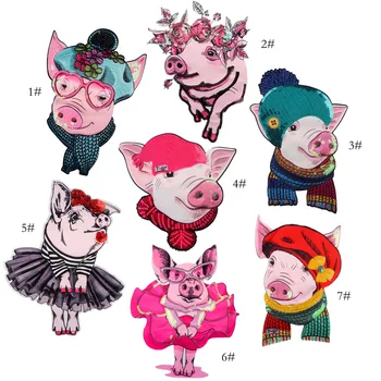 didelis siuvinėjimo didelis pleistras kiaulių gyvūnų animacinių filmų lopai maišelį emblemos aplikacijos lopai drabužių CA-412