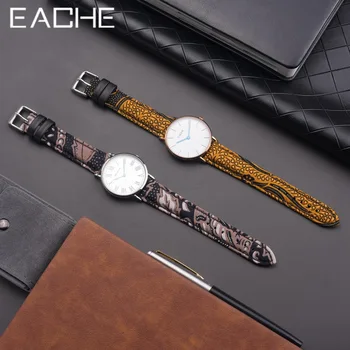 EACHE Tvido Laikrodžių Dirželiai Vilnos Audinio Eglute Modelis Watchband natūralios Odos Juosta 18mm 20mm 22mm