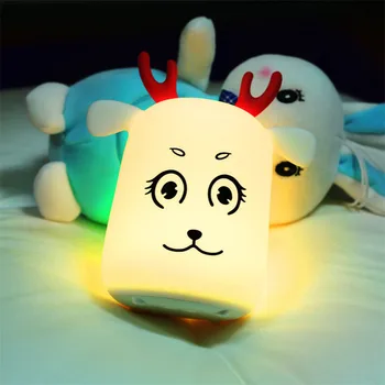 Elnias Naktį LED Šviesos Paglostyti Žibintai Spalvinga Silikono Naktį Lempos Touch Šviesos Spalvos Miegamojo Lovos Žibintai Vaikų Žaislas Led