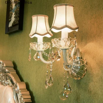 Europos romantiška kristalų sienos lempos gyvenamojo kambario, miegamojo, naktiniai staleliai, lempa šiuolaikinės kūrybos Viešbutis eilėje šviesos nemokamas pristatymas