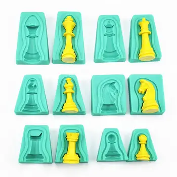 Facemile 12pcs/set Tarptautinės Šachmatų Silikono Formos Karalius ir Karalienė Minkštas Tortas Dekoravimo Priemonės, Šokolado liejimo Formos Kepimo Įrankiai