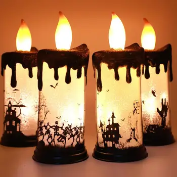 Helovinas Flameless LED Žvakė Flameless baterijomis, Tealight Žvakė Dvasios Vertus Pilis Ragana Ir Bat Elementas LED Žvakė