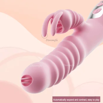 Kalba Lyžis Šildymo Teleskopinis Vibratorius Moterų Sekso Žaislai Liežuvio G-Spot Klitorio Dantį Masturbacija Dildo Suaugusiųjų Produkto for18
