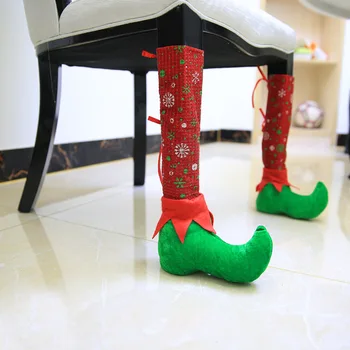 Kalėdų Elfai Stalo, Kėdžių Kojų Pėdų Kojinių Rankovės Padengti Grindų Raštas Šalis, Dovanų Kojinių Kalėdinė Dekoracija Namuose