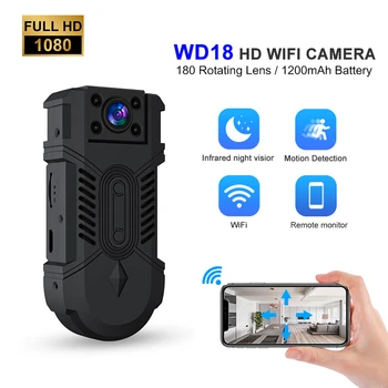 Karšto Pardavimo WD18 Wifi Kūno Kamera HD 1080P Slapta Kamera Stebi, Sukasi 180° Laipsnių Belaidžio 4K Kišenėje Espia Mini Kamera