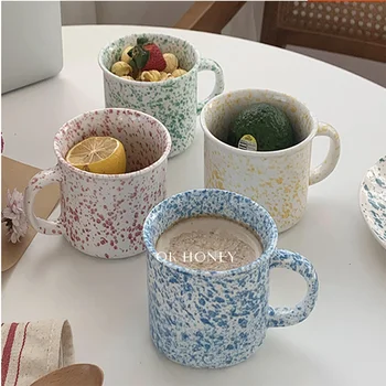 Korėjos Kava Porceliano Spalvų Rašalo Taškas Keramikos Puodelis Pusryčiai Vandens Puodelio Mėgėjams, Paprastas Japonų Stiliaus