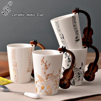 Kūrybinės Keramikos Taurė ir Puikus Muzikos Puodelio Pieno Puodelis Kavos Mėgėjai Taurės Office Dovanų Dėžutė Puodelių