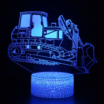 LED 3D Naktį Šviesa 7 Spalvų Kaita, Buldozeris Dizaino USB Atmosfera Lentelės, Stalo Lempos Vaikas Kalėdų Dovana