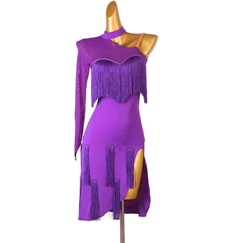 Lotynų Šokių Konkurencijos Suknelė Moterims ilgomis Rankovėmis Latina Šokių Kostiumus Moterims Pritaikyti Aldult Pramoginiai lotynų kutas Suknelė