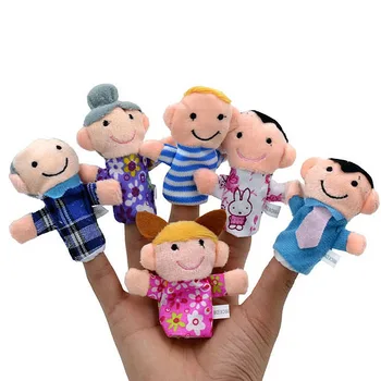 Lėlės Pirštais, Nustato Šeimos Versiją, 6-piece Set Piršto Pliušiniai Žaislai Tėvų-vaikų Interaktyvūs Žaislai