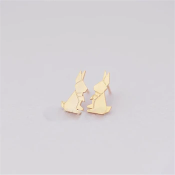 Mados triušis stud auskarai mielas origami triušis stud auskarai trimatis triušis stud auskarai moterims