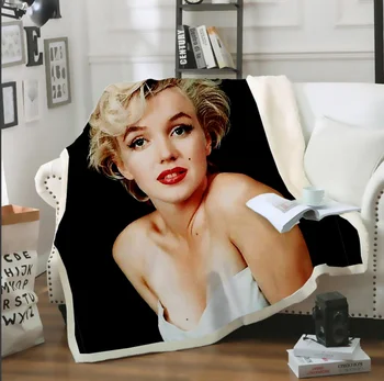 Marilyn Monroe 3d Atspausdintas Seksuali Moteris Vilnos Antklodė, Lovos Pėsčiųjų Iškylą Storio Antklodė Mados Lovatiesė Sherpa Mesti Antklodę