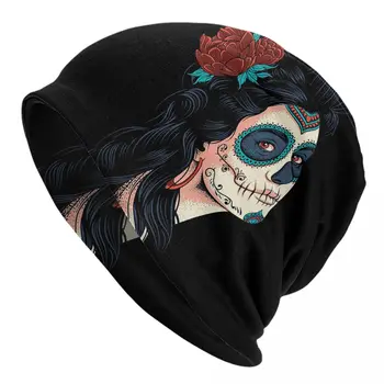Mielas Lady Of The Dead - La Calavera Catrina Suaugusių Vyrų, Moterų Megzti Skrybėlę Išlaikyti šiltas žiemą megzta kepurė