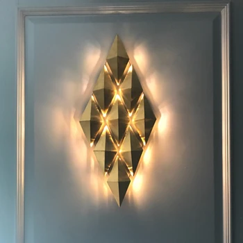 Modernūs, Prabangūs, Aukso Rhombus Sienos Lempos Vonios kambarys LED Siena Šviesos gyvenamojo Kambario, Miegamojo, Viešbučio Koridoriaus Sienos Sconce