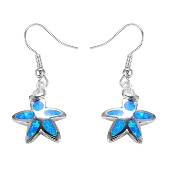 Naujas Dizainas Blue Opal Dervos Lašas Auskarai Pentagram Star Geometrinis Tabaluoti Auskarai Moters, Merginos Vasarą Boho Chic Grandinės Juvelyrikos