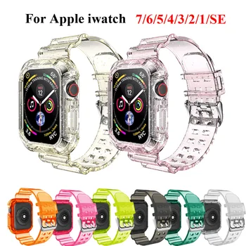 Naujausias Diržu, Apple Watch Band Serijos SE 7 6 5 4321 Skaidrios Iwatch Apyrankę 38mm 40mm 42mm 44mm Watchband Priedai
