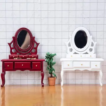 Naujovė Mini tualetinis staliukas, Realūs rankdarbių Mini Kabineto Miniatiūriniai Medienos tualetinis staliukas