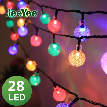 Naujų 28 LED Krištolo rutulį 7M Saulės Lempos Galios LED String Pasakų Žibintai Saulės Girliandas Sodo Kalėdų Dekoro Lauko Bičių Lempos