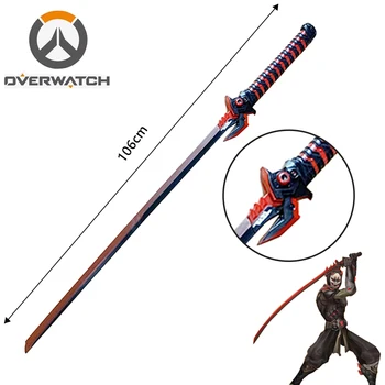 Overwatch Cosplay Žaidimas Genji Blogio Dvasios Apvalkalas Peilis Shimada Genji Katana Vaidmenų Žaidimas PU Ginklas Modelis Žaislas Prop Kardas 106cm