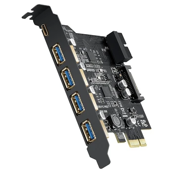 PCI-E, USB 3.0 Kortelių Tipas (4) Ir C Tipo (1) 5 X USB 3.0 Prievadus, USB 3.1 Gen1 PCI Express Card Plotį, Iki 5 Gb / s