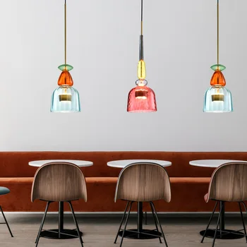 post-modernus Macaron Sieniniai šviestuvai apšvietimo šiaurės LED stiklo kabo Žibintai Restoranas Namų meno Dekoro priedai veltiniams, vilna lempa Šviesos Šviestuvas