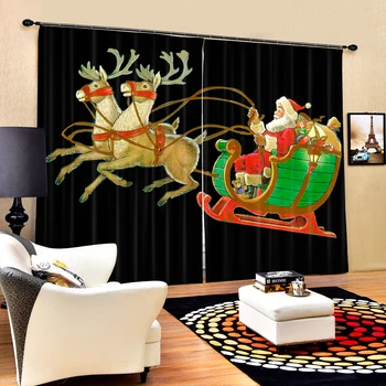 Santa Claus ir Briedžių 3D Nuotraukų Spausdinimo Blackout Užuolaidos Už kambarį Patalynė kambaryje Viešbučio/Biuro Apklotai Cortinas para