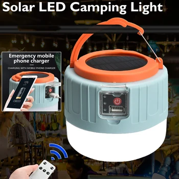 Saulės LED Kempingo Žibintas USB Įkrovimo Lemputė Lempos Nuotolinio Valdymo Lauko Žibintas Nešiojamų Avarinės Šviesos, Saulės Palapinė Lempos