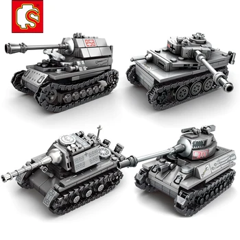 Sembo 2 Pasaulinio Karo WW2 Kariuomenės Karinių Kareivis Miesto Policijos SWAT Tiger Tank Sherman Tankas modelių Kūrimo Blokus, Plytas, Vaikams, Žaislai idėja