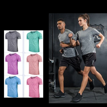 Sporto trumparankoviai vasarą grupė vyrų maratono bėgimo marškinėliai moterų fitneso greitai-džiovinimo T-shirt veikia drabužiai