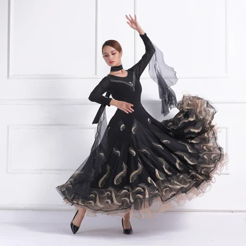 Standartinių Sportinių Šokių Suknelė Moterims 2023 Nauja Juoda Konkurencijos Pramoginių Šokių Kostiumas Motinos Flamenko Šokių Suknelės