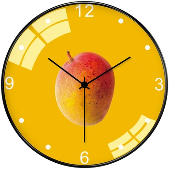 Trumpas sielovados mango meno sieninis laikrodis Modernus, stilingas vaisių tema namų puošybai laikrodžiai