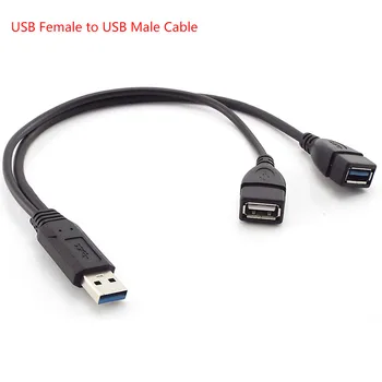 USB 3.0 Moterų Dual Male Extra Power Duomenų Y ilgiklis Linijos Laidą Su Maitinimo 2,5 colių Mobiliojo kietieji Diskai