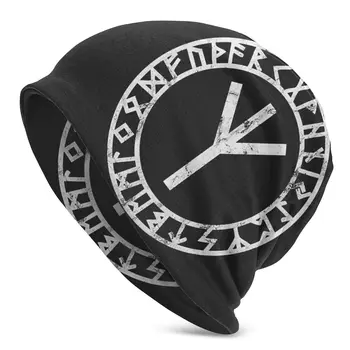 Variklio dangčio Skrybėlės hip-hop Suaugusiųjų Vyrų Megzti Skrybėlę Algiz Skandinavų Odin Thor Vikingai Runos Pagonių Užtrauktukas (2) kepurės Juokinga Unisex Skrybėlę, Mezgimo